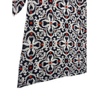 Talbots Medallion Print Long Sleeve Tunic Top Navy