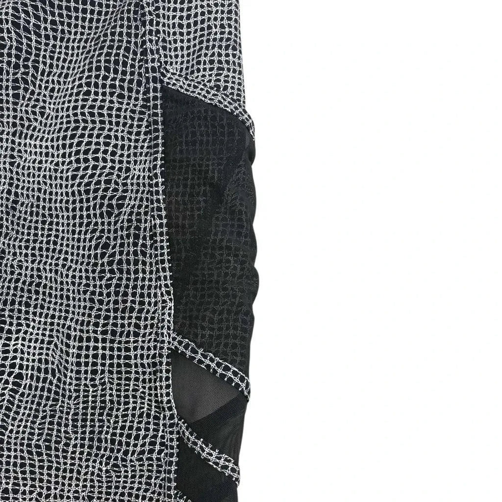Lululemon Grid Print Crop Athletic Leggings Mesh Panels Black