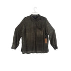 Halogen Metallic Shimmer Button-Front Top Black Gold