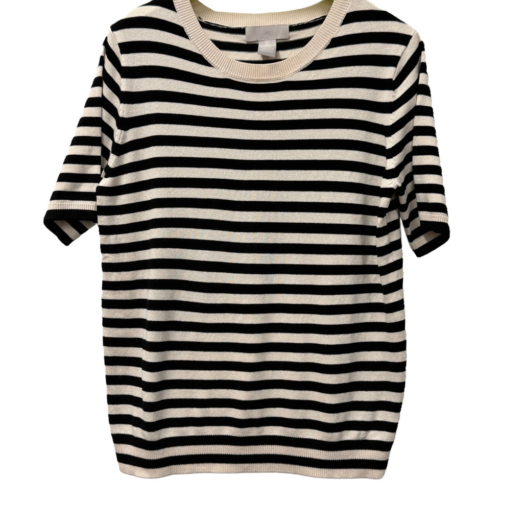 H&M black and white strip knit top in size S