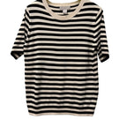 H&M black and white strip knit top in size S