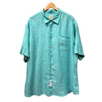Jos. A. Bank 100% Linen Short-Sleeve Button-Up Shirt Teal