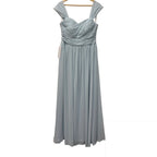 Azazie Chiffon Ruched Bodice Cap Sleeve Bridesmaid Gown Light Blue Size 12