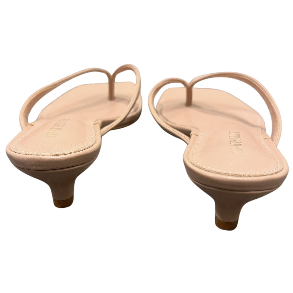 Nude Kitten Heel Flip Flop Sandals Size 7 Square Toe Minimalist Heeled Slides