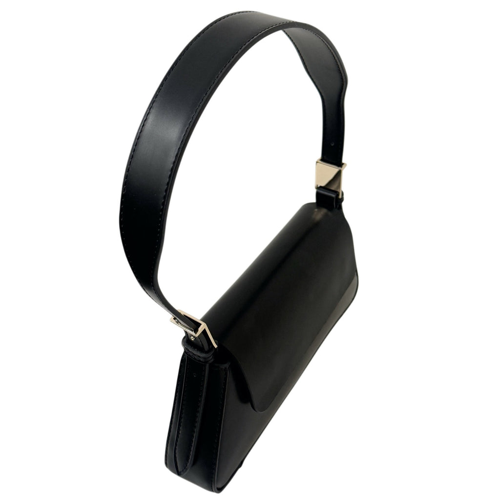 Zara Black Minimalist Baguette Shoulder Bag Silver Hardware Y2K Style