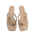 Nude Kitten Heel Flip Flop Sandals Size 7 Square Toe Minimalist Heeled Slides