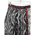 Zebra Print Pleated Midi Skirt Black White Red Zara