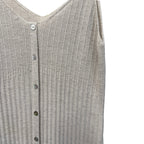 Mango Linen Blend Ribbed Knit Maxi Dress Beige Sleeveless Button Front XS