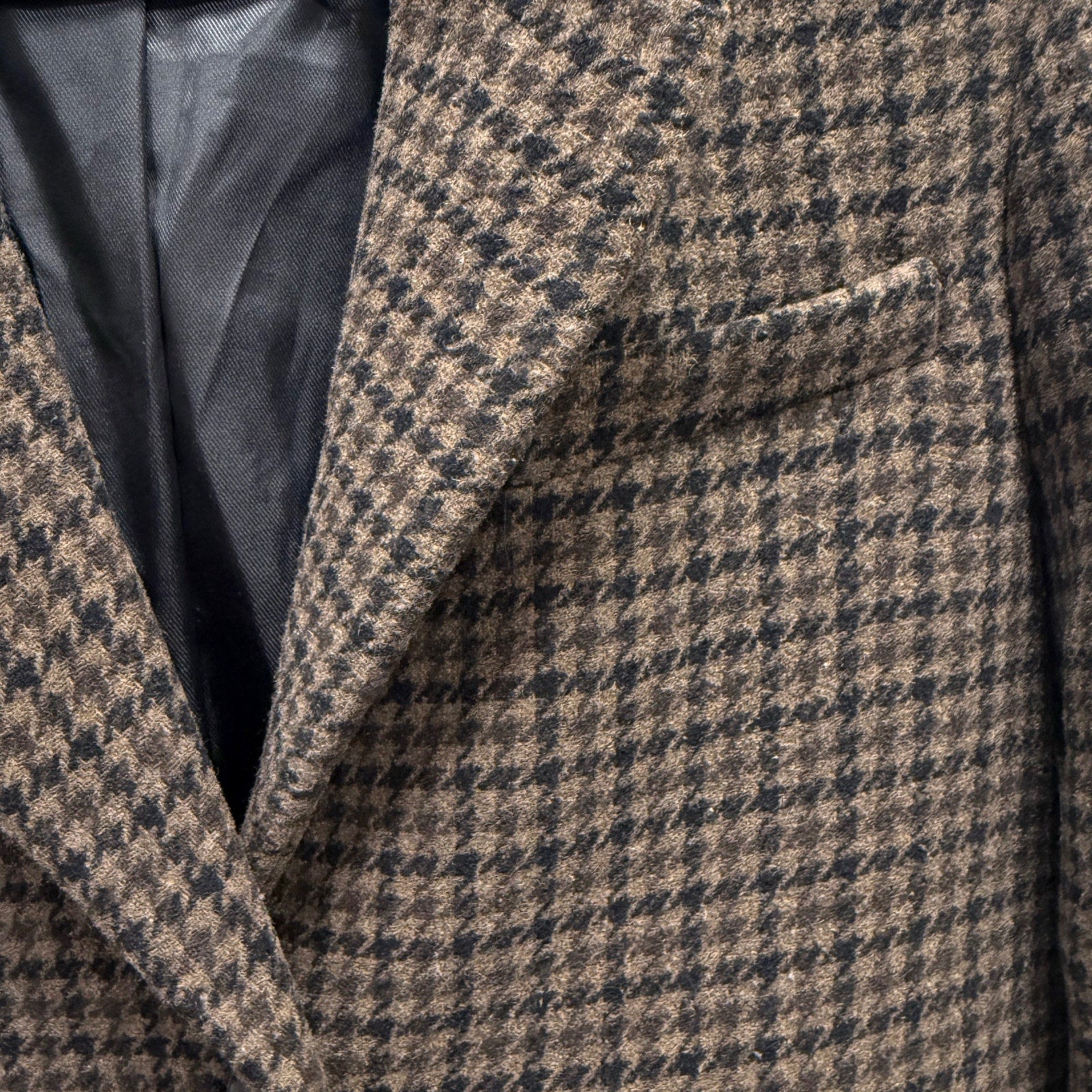 Zara Brown Black Houndstooth Tailored Blazer Jacket Size S Career Casual