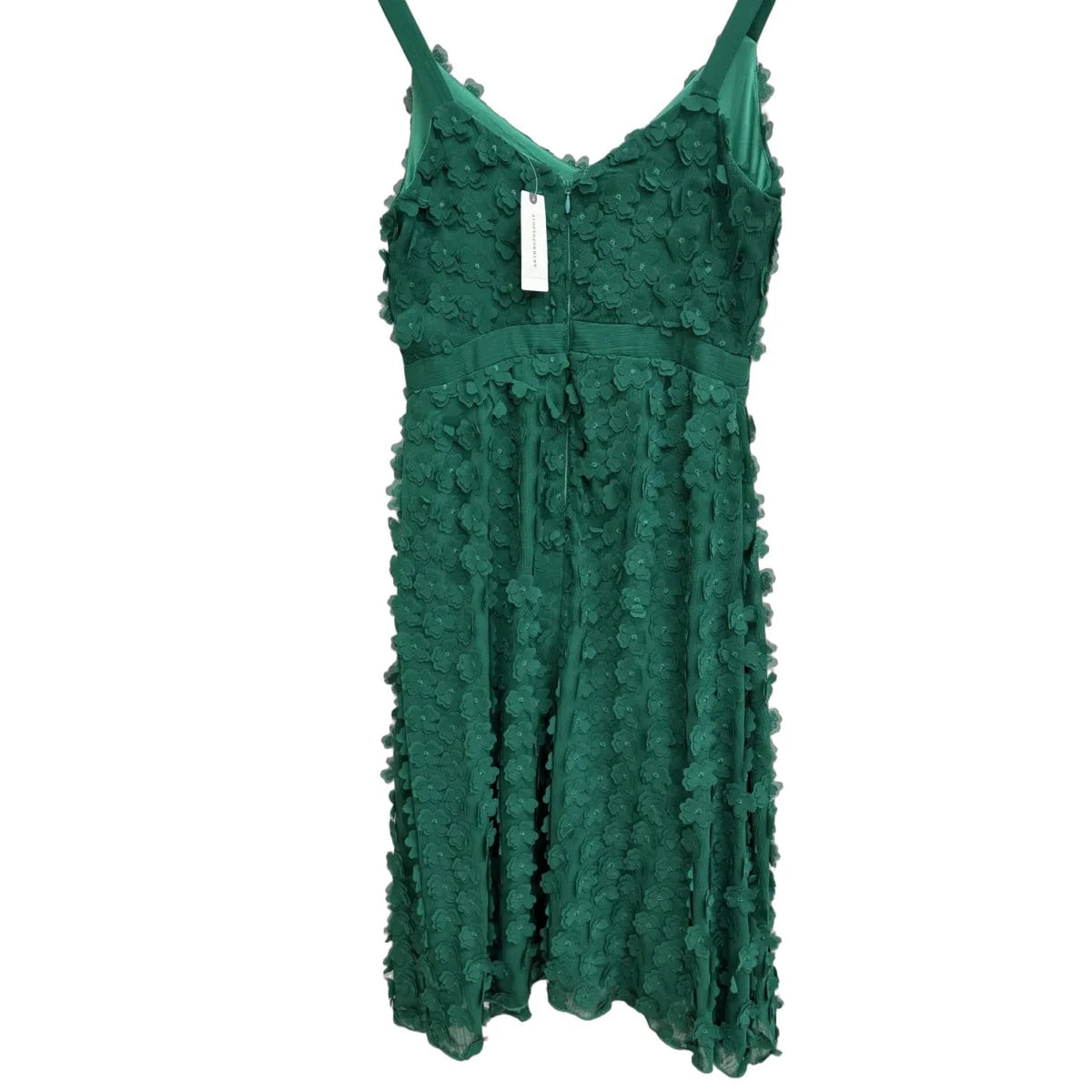 Eva Franco 3D Floral Applique A-Line Midi Dress Green