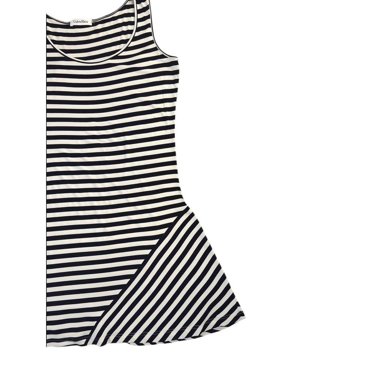 Calvin Klein Black & White Stripe Sleeveless Skater Dress