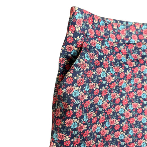346 Brooks Brothers Floral Print Cotton Pencil Skirt Navy