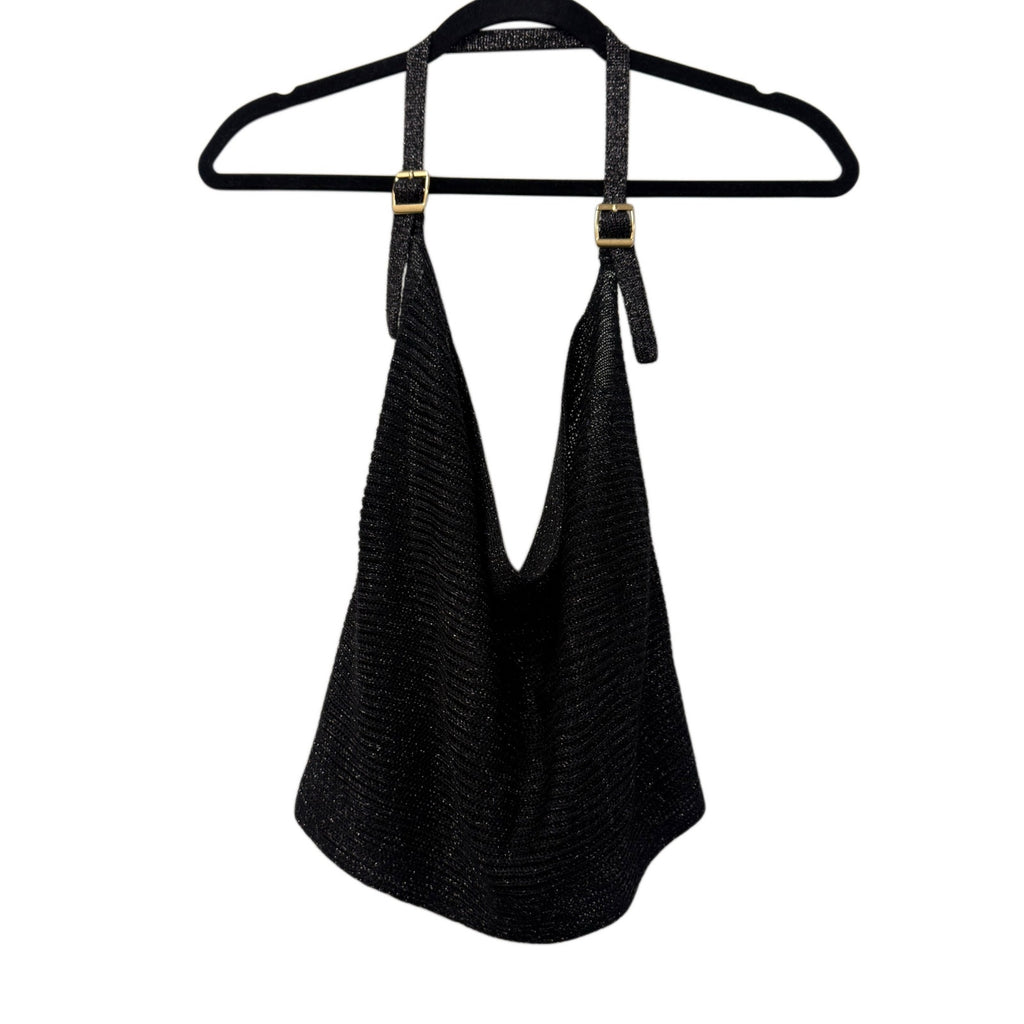 ANTHROPOLOGIE WOMAN'S BLACK HALTER TOP IN SIZE L