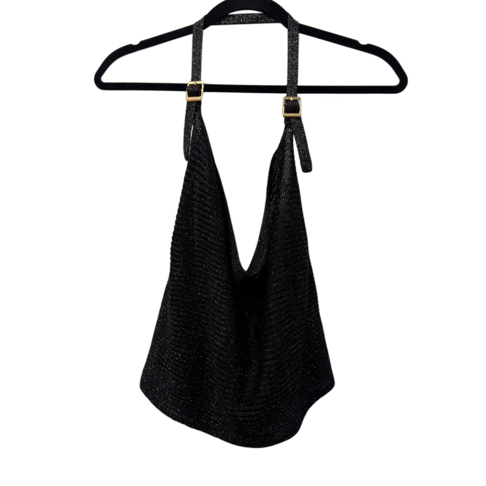ANTHROPOLOGIE WOMAN'S BLACK HALTER TOP IN SIZE L