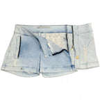 Online Jeans Light Wash Distressed Denim Mini Skort Size 10