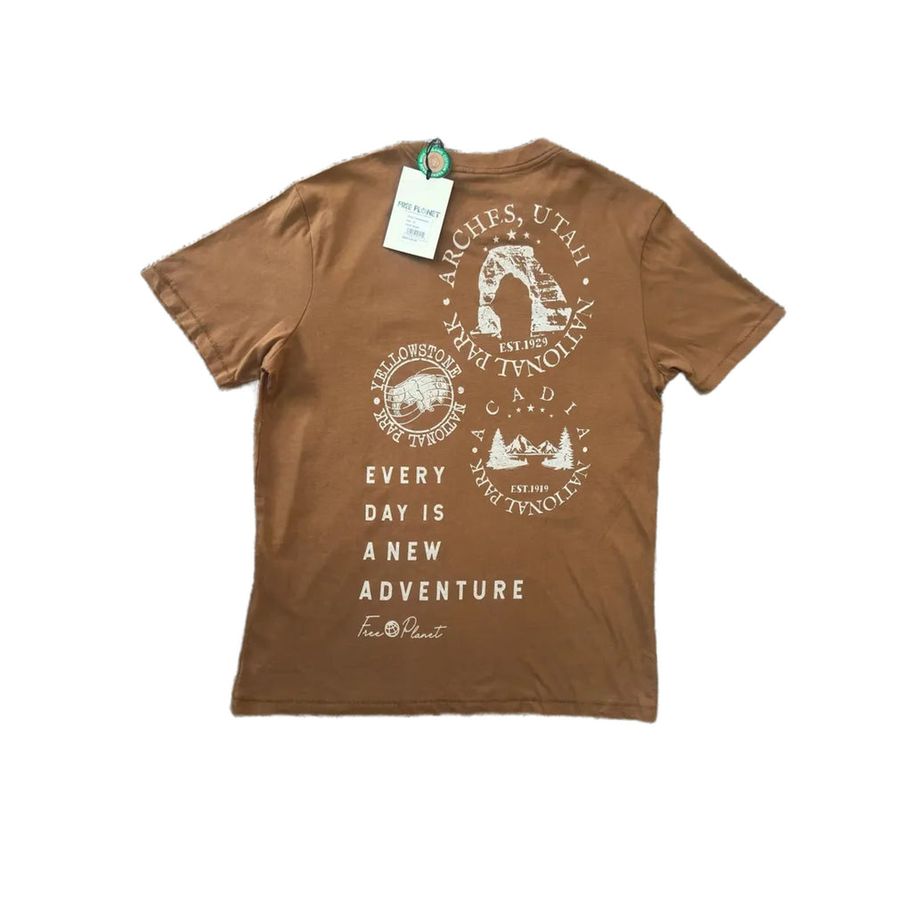 Free Planet National Park Graphic T-Shirt Brown
