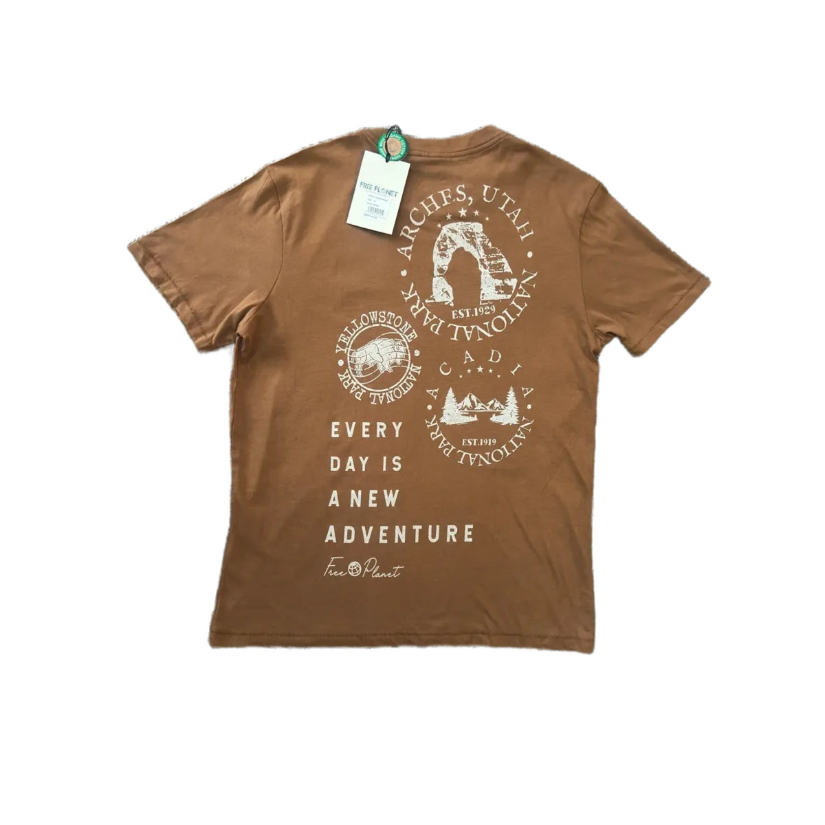 Free Planet National Park Graphic T-Shirt Brown