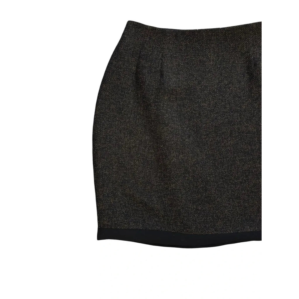 Randolph Duke Metallic Tweed Wrap Mini Skirt Black Gold