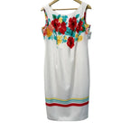 Maya Brooke Floral Sheath Dress with Red Bolero Jacket Set