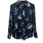 banana republic woman button down blue floral size small