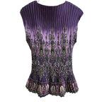 Cato Purple Paisley Pleated Cap Sleeve Blouse XL