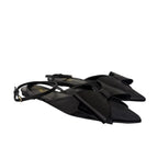 Rouge Helium Black Satin Bow Pointed-Toe Flats