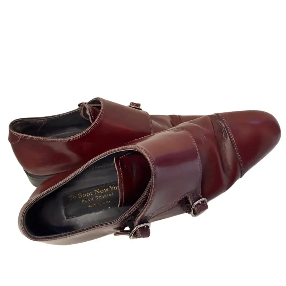 To Boot New York Adam Derrick Double Monk Strap Dress Shoes Burgundy Leather Men’s Size 9 Made in Italy