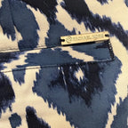 Michael Kors Blue Ikat Print Skinny Pants Size 4 Stretch Cotton Blend Ankle Pants