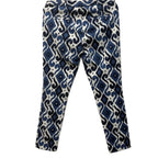 Michael Kors Blue Ikat Print Skinny Pants Size 4 Stretch Cotton Blend Ankle Pants