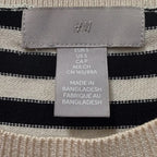 H&M black and white strip knit top in size S