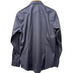 Non iron slim fit stretch button up men's shirt in size M blue grey