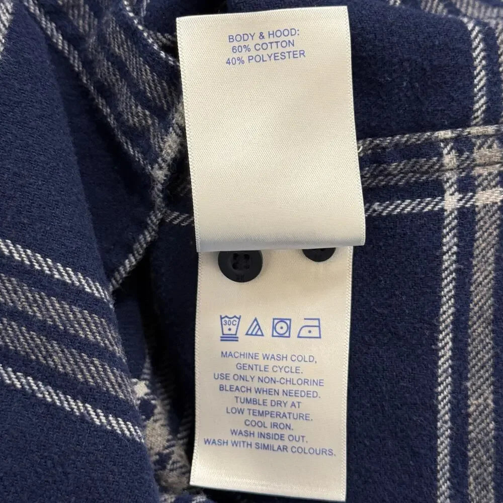 Hurley brand born from water checkered blue grey flannel hoodie for Men in size L