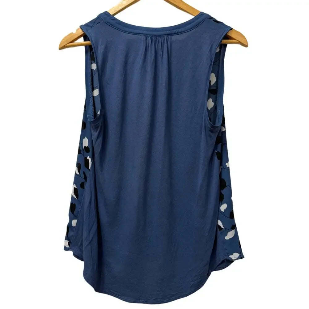 Loft woman's blue black and white pattern sleeveless top in size XS