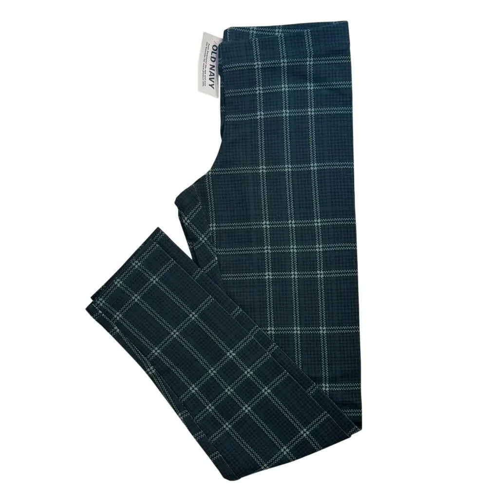 Girl Old Navy New checkered pants in navy and blue size M (8)