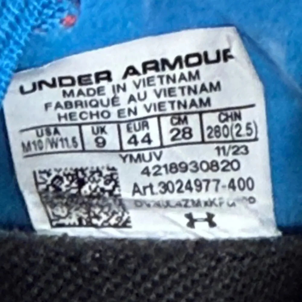 Unisex Under Armour blue flow intellinet sneakers. Men's size 10 Woman's size 11.5