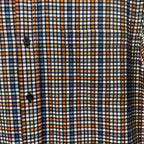 JOHNSTON & MURPHY CHECKERED ORANGE,BLUE,WHITE MEN'S SHIRT SIZE M