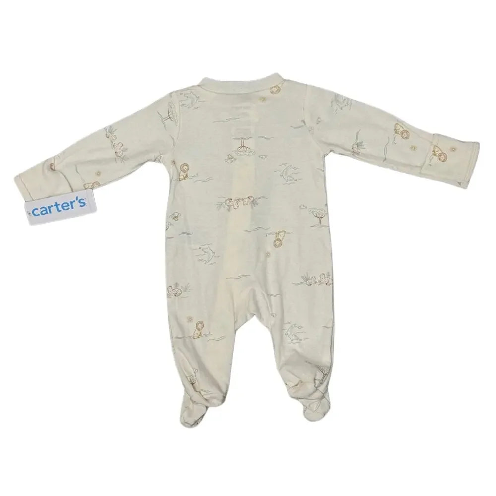CARTERS NEWBORN ONEZIE 6-9 POUNDS CREAM ANIMAL DESIGN