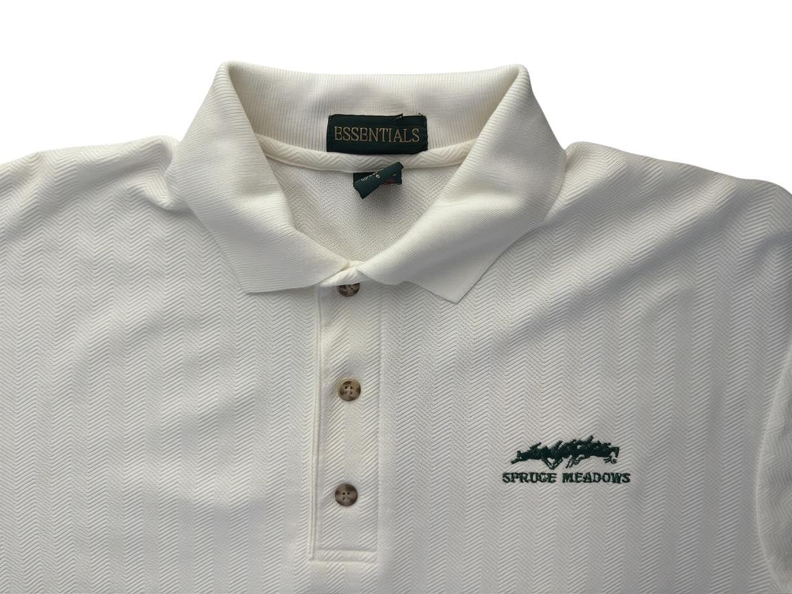 Essentials White Herringbone Polo Shirt Spruce Meadows