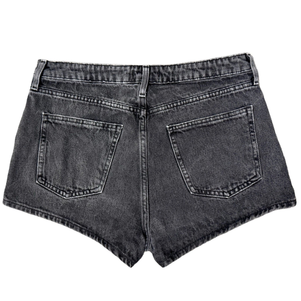 Forever 21 Women’s Black Denim Shorts Size 30 High Rise Raw Hem Distressed
