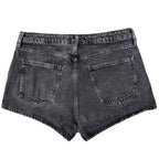 Forever 21 Women’s Black Denim Shorts Size 30 High Rise Raw Hem Distressed