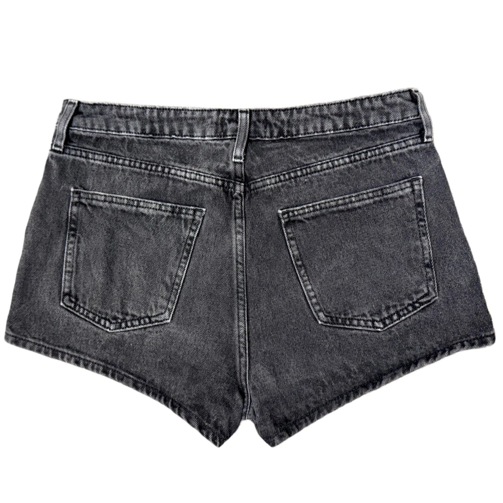 Forever 21 Women’s Black Denim Shorts Size 30 High Rise Raw Hem Distressed