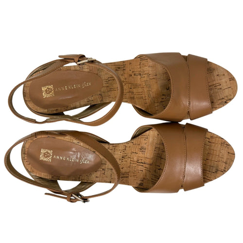 ANN KLIEN FLEX CARAMEL WEDGES SIZE 11 M NEW
