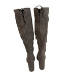 Women 8.5 Kenneth Cole grey high boots with zipper block heels
