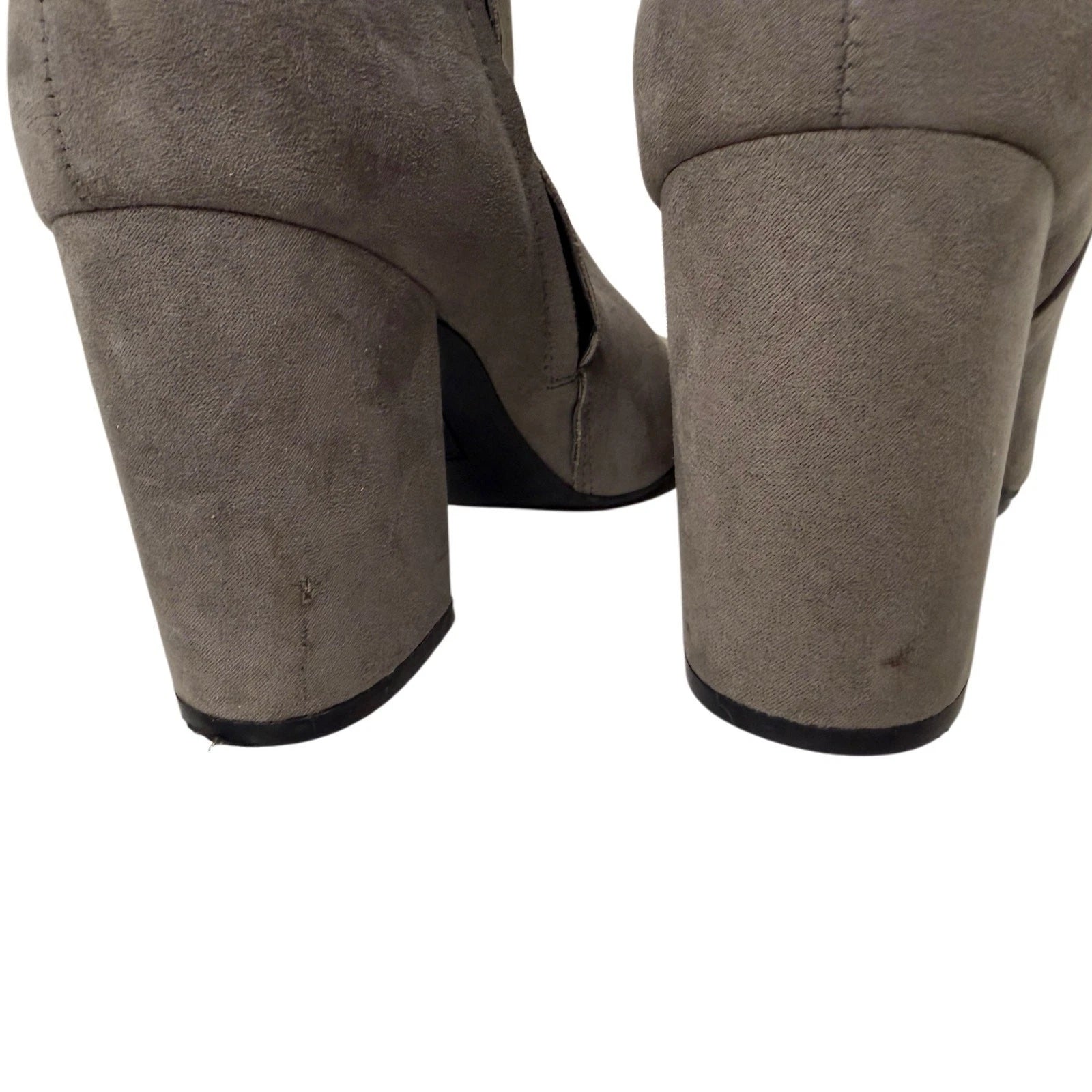 Women 8.5 Kenneth Cole grey high boots with zipper block heels
