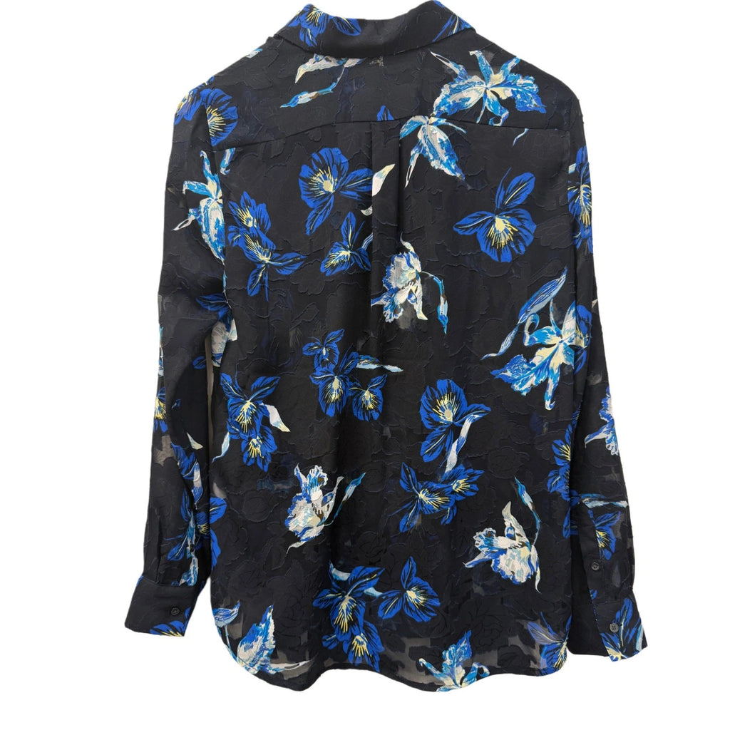 banana republic woman button down blue floral size small
