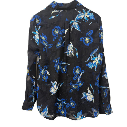 banana republic woman button down blue floral size small