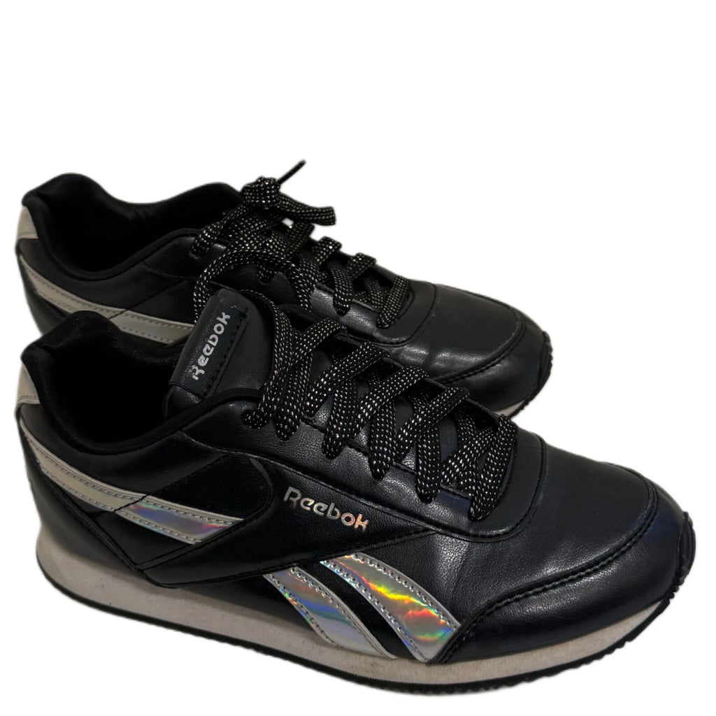 Reebok Black Classic Sneakers Women Size 4.5 US Holographic Detail Retro Style