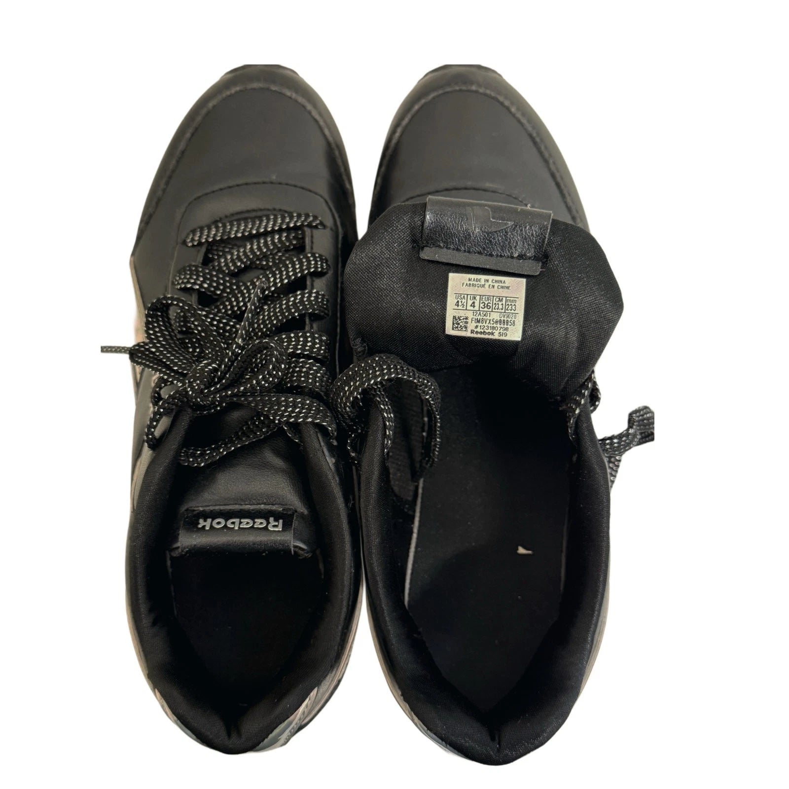 Reebok Black Classic Sneakers Women Size 4.5 US Holographic Detail Retro Style