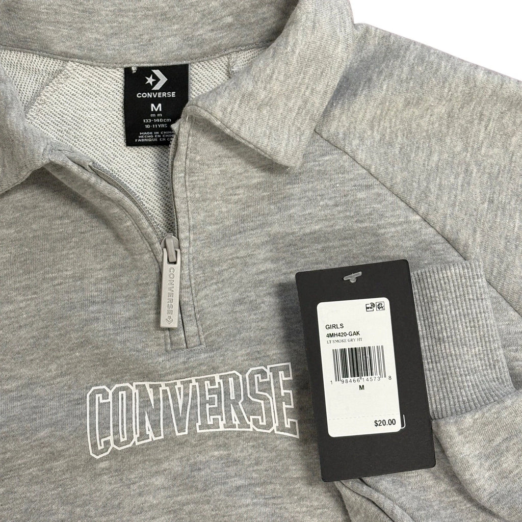 Converse Girls Quarter Zip Sweatshirt Gray Size 10–11 Years NWT