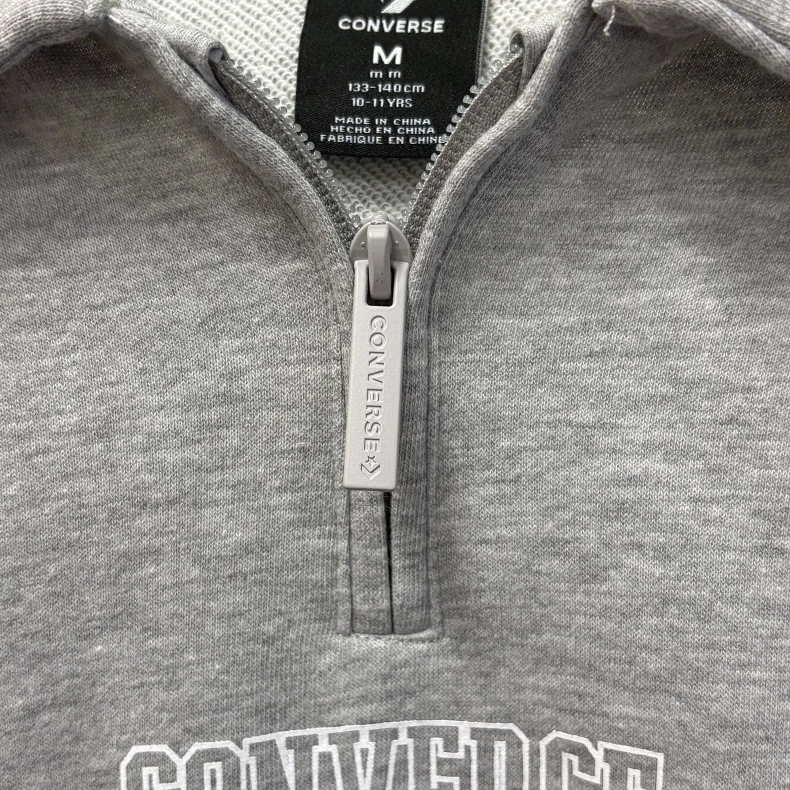 Converse Girls Quarter Zip Sweatshirt Gray Size 10–11 Years NWT
